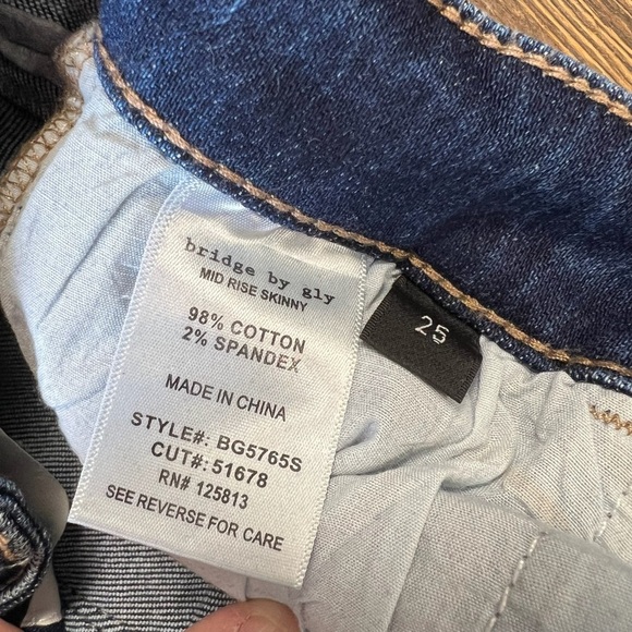 Bridge by Gly Hudson Mid-Rise Skinny Stretch Jean SZ 25/0 - Picture 7 of 9